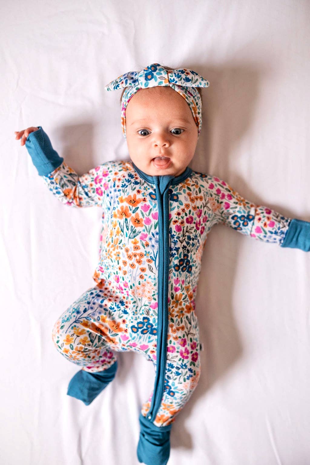 Whispering Wildflowers Bamboo Zipper Romper Pajamas