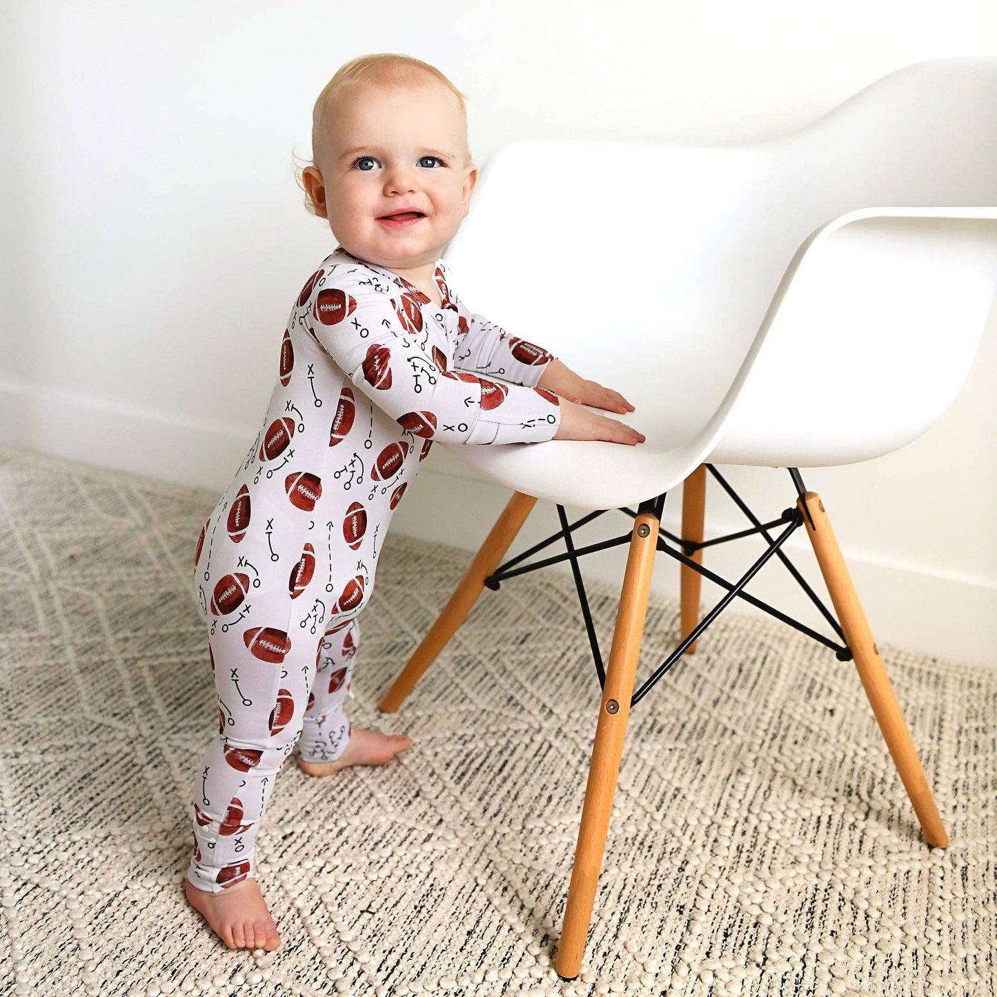 Brady Football Zip Romper