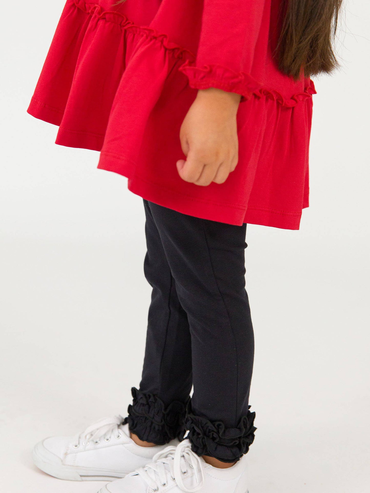 RuffleButts + RuggedButts - Girls Red Knit Ruffle Tiered Tunic Top