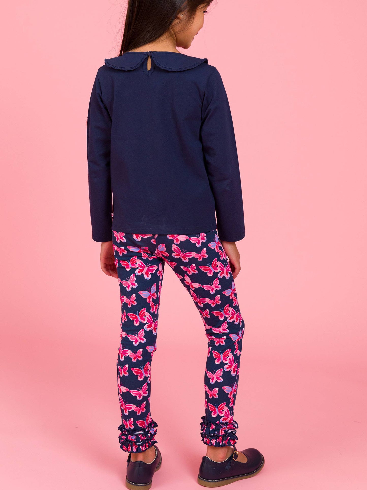 RuffleButts + RuggedButts - Girls Butterfly Bliss Classic Ruffle Leggings