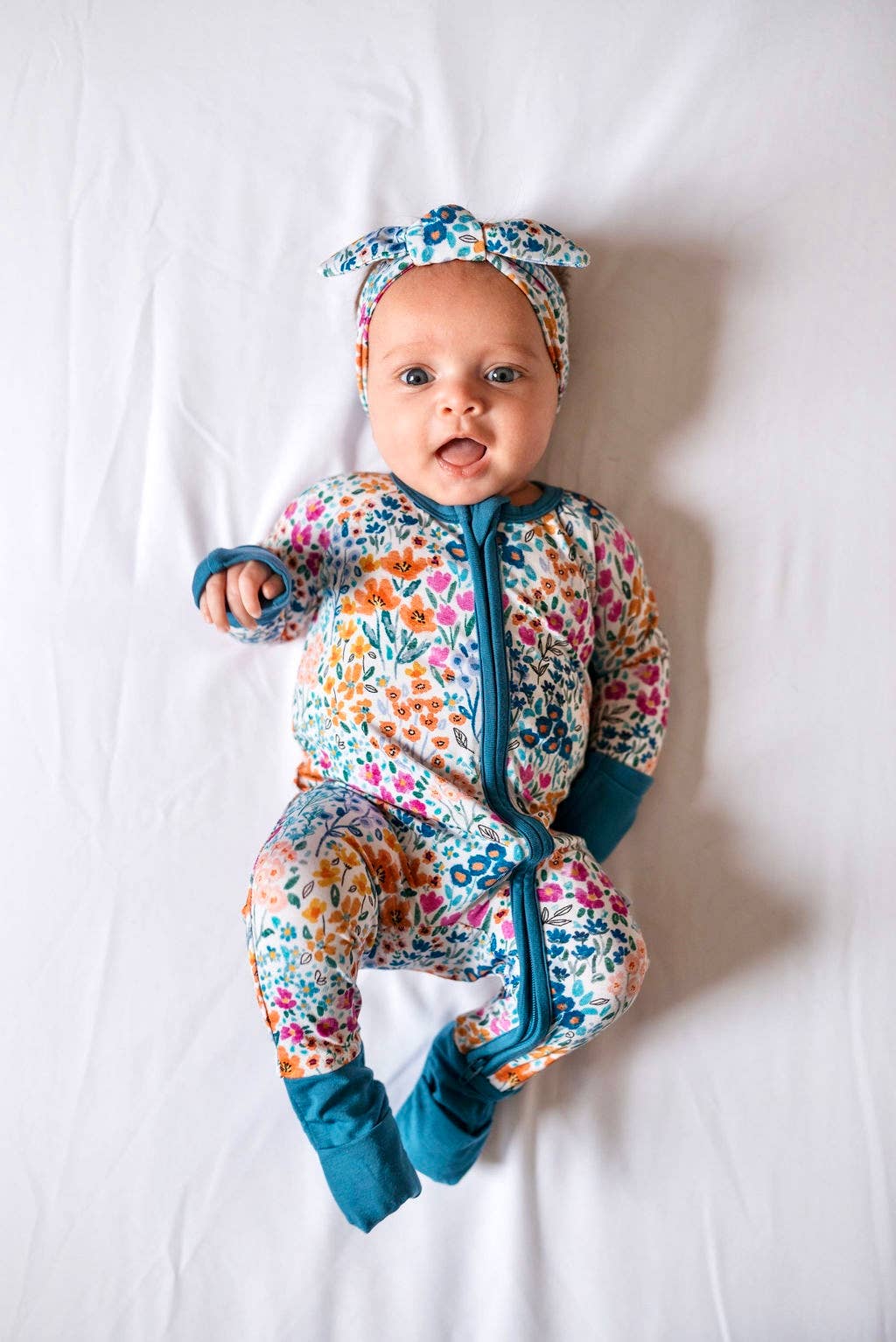 Whispering Wildflowers Bamboo Zipper Romper Pajamas