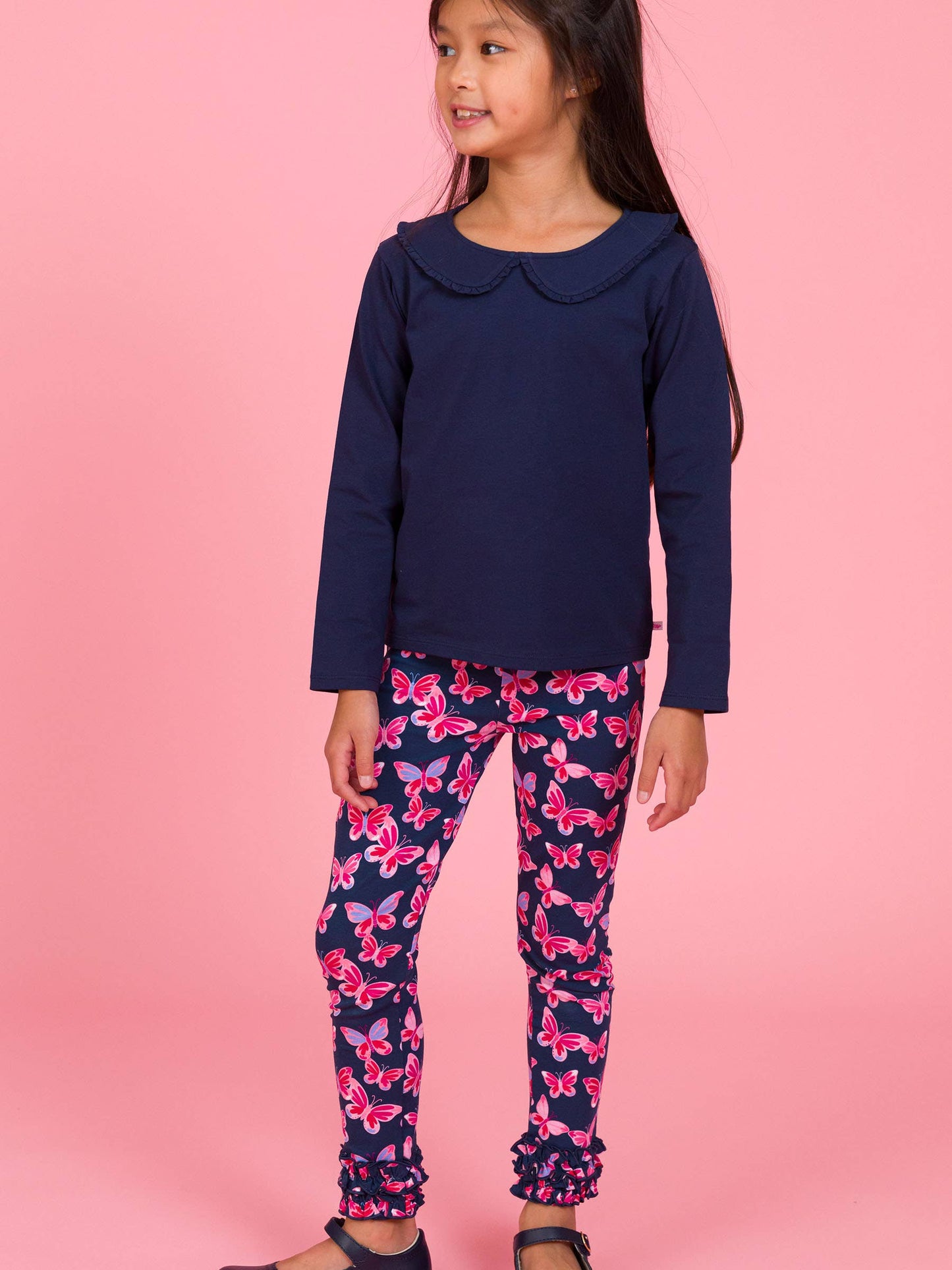 RuffleButts + RuggedButts - Girls Butterfly Bliss Classic Ruffle Leggings