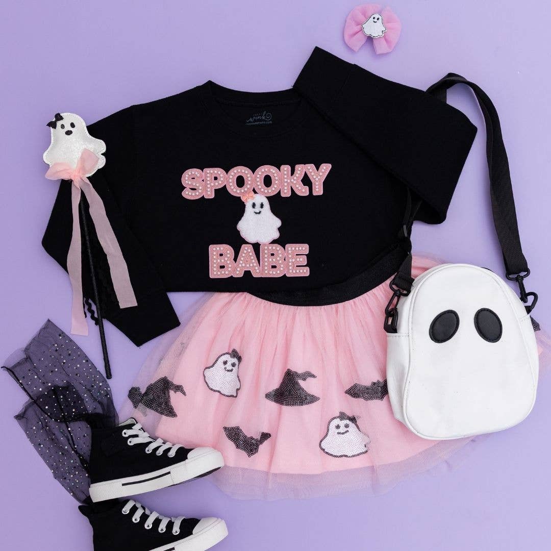 Coquette Tulle Ghost Bow Halloween Clip