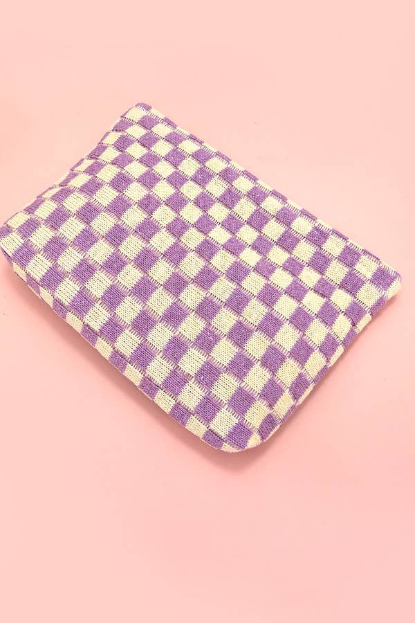 Checkered Cosmetic Makeup Bag