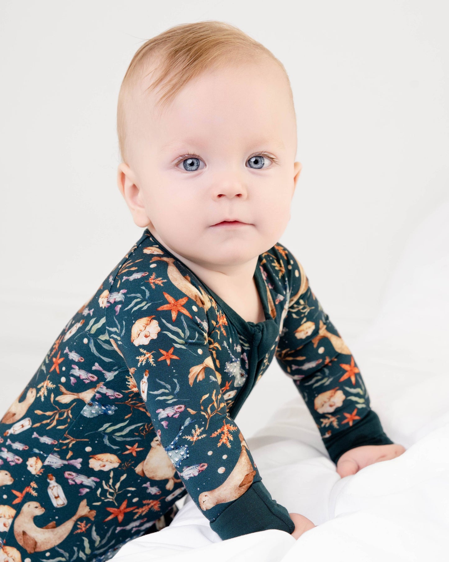 Waves & Whiskers Baby Bamboo Zipper Romper Pajamas