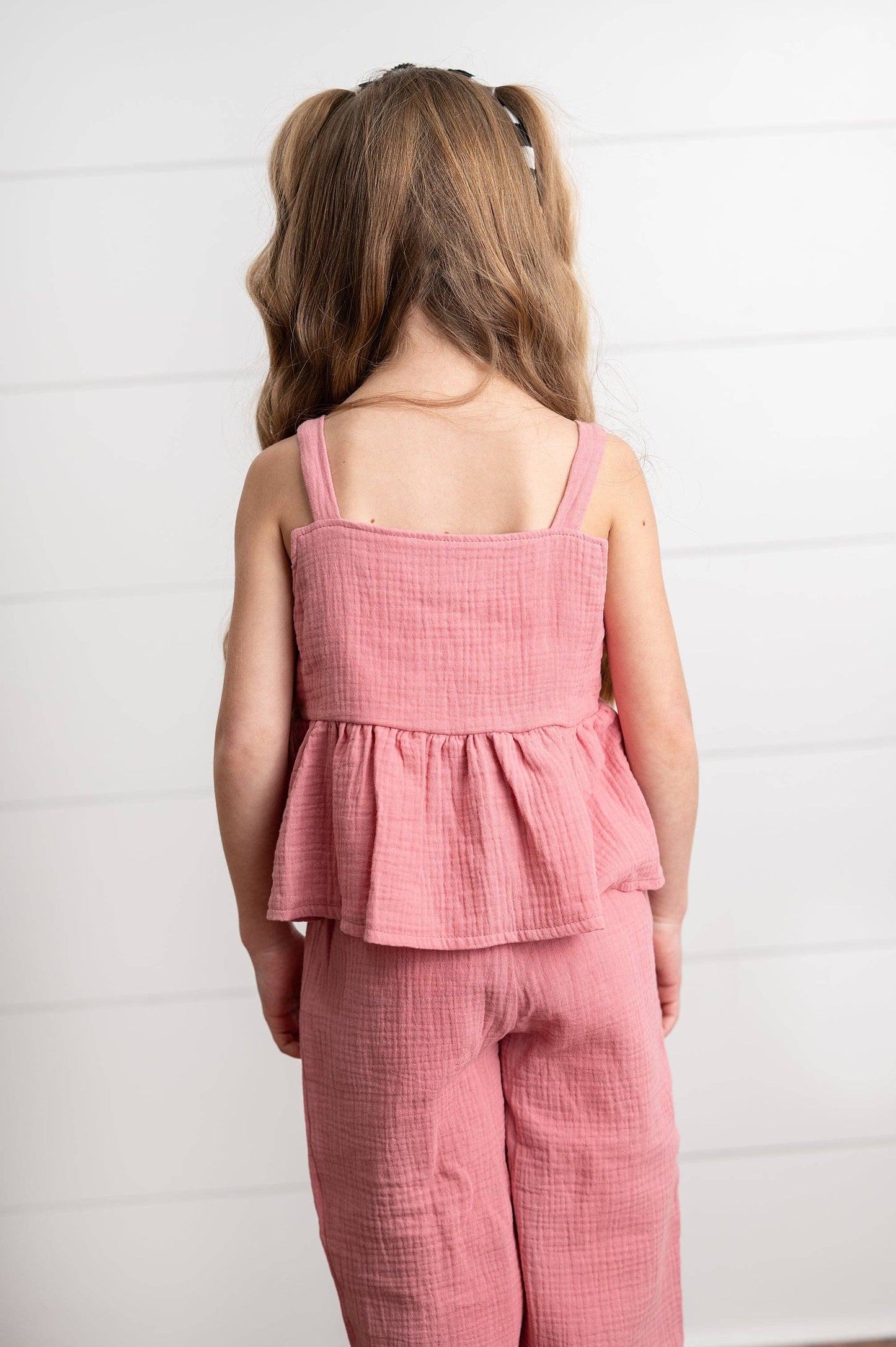 Dusty Pink Gauze Weave Ruffle Set