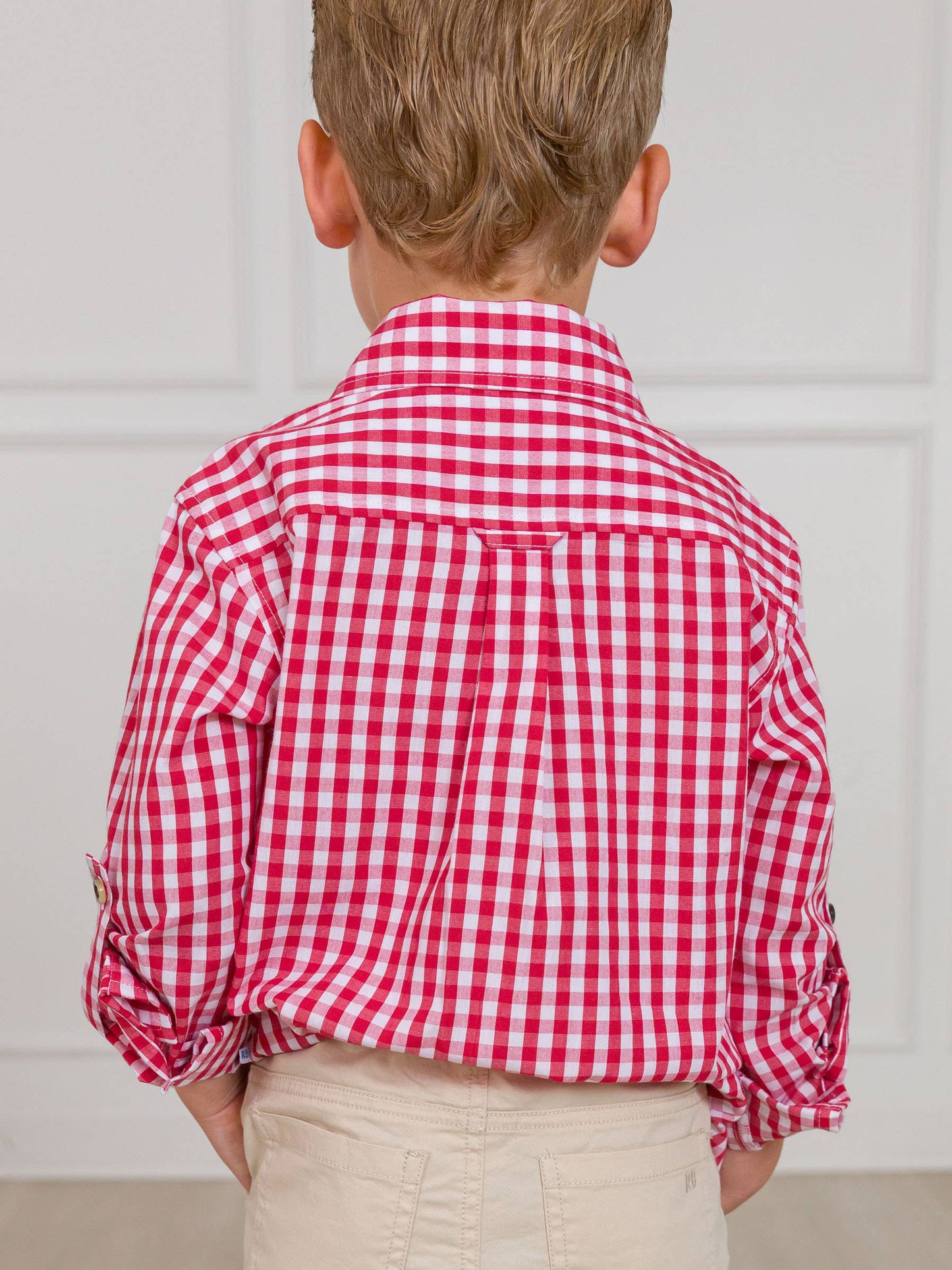 RuffleButts + RuggedButts - Boys Classic Red Gingham Long Sleeve Button Down