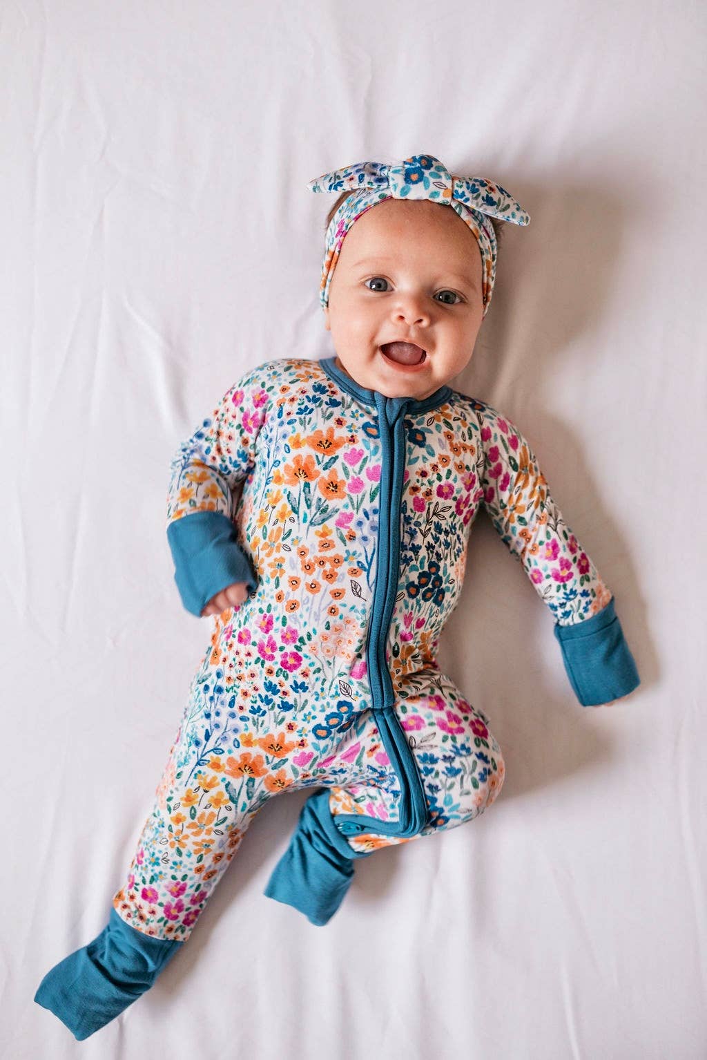 Whispering Wildflowers Bamboo Zipper Romper Pajamas
