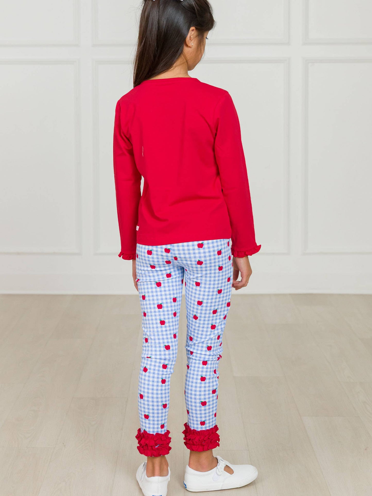RuffleButts + RuggedButts - Girls Apple Orchard Gingham Classic Ruffle Leggings