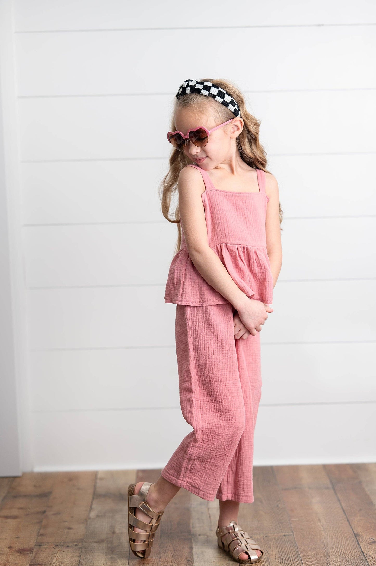 Dusty Pink Gauze Weave Ruffle Set