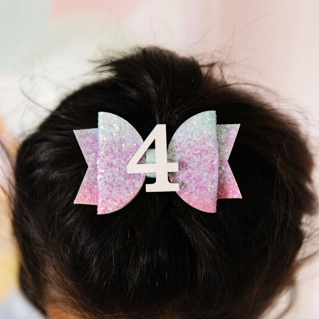 Sweet Wink - Pastel Rainbow Bow #4 Clip - Kids Birthday Hair Clip