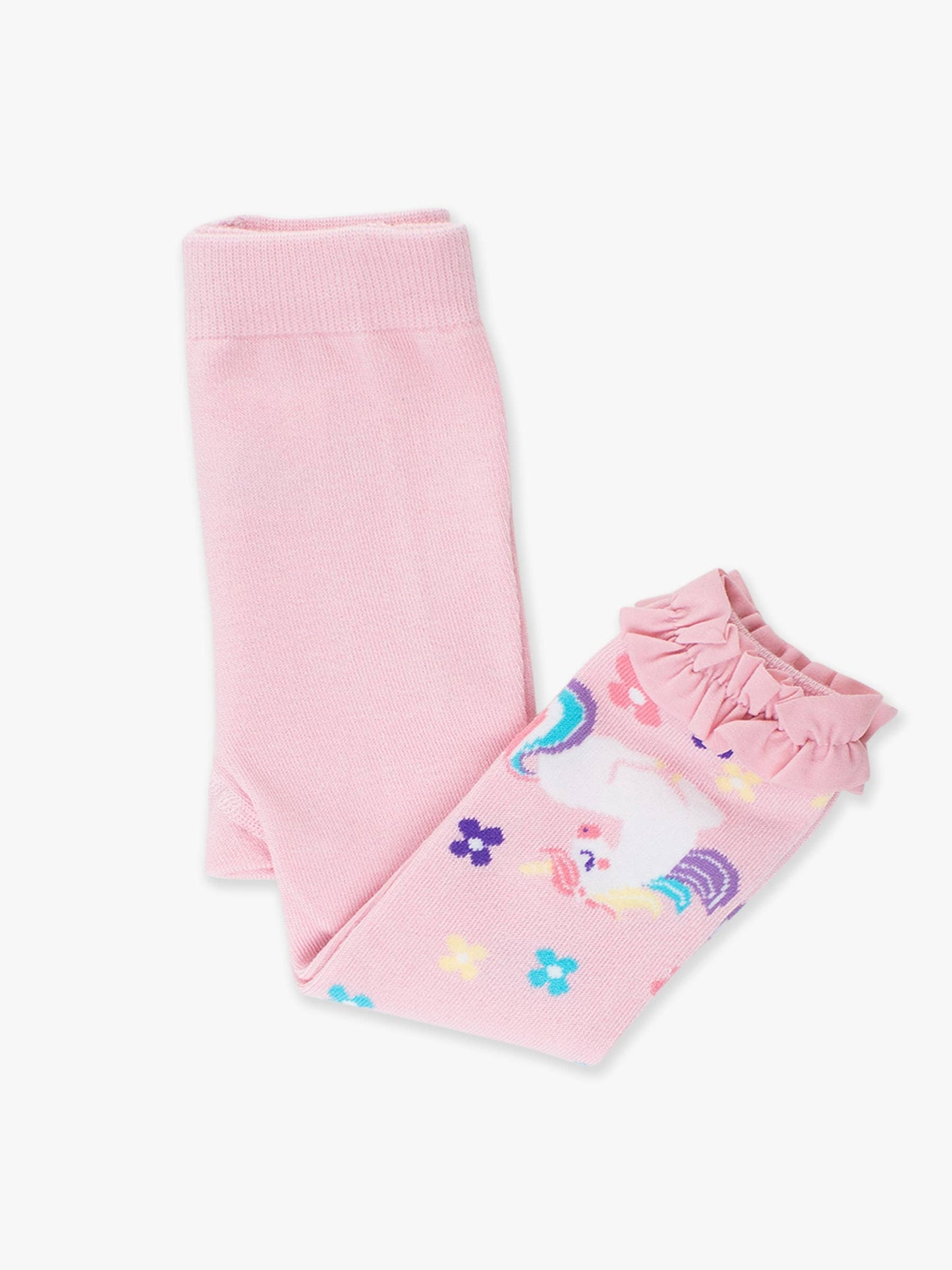 RuffleButts + RuggedButts - Girls Unicorn Blooms Patterned Footless Ruffle Tights