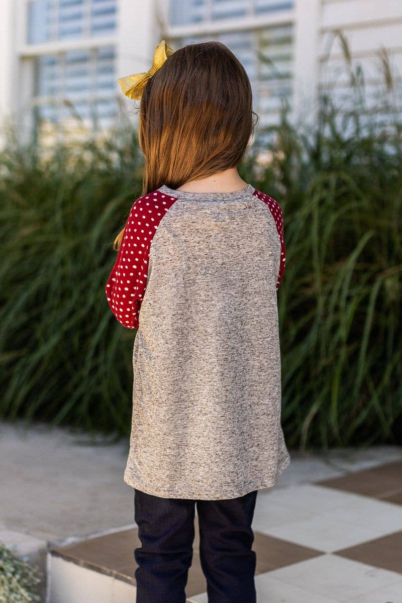 Heather Gray & Red Polka Dot Sleeve Raglan Top | jessie