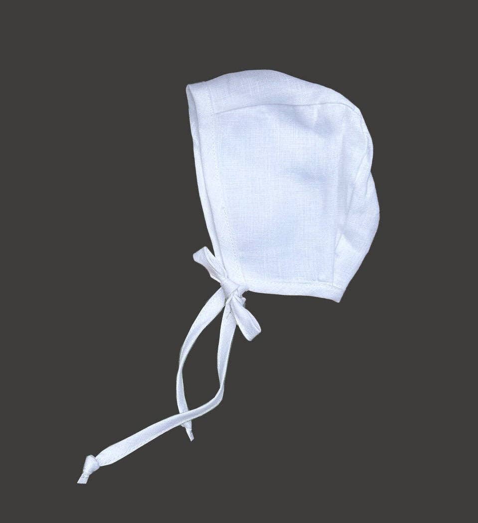 White Linen Bonnet