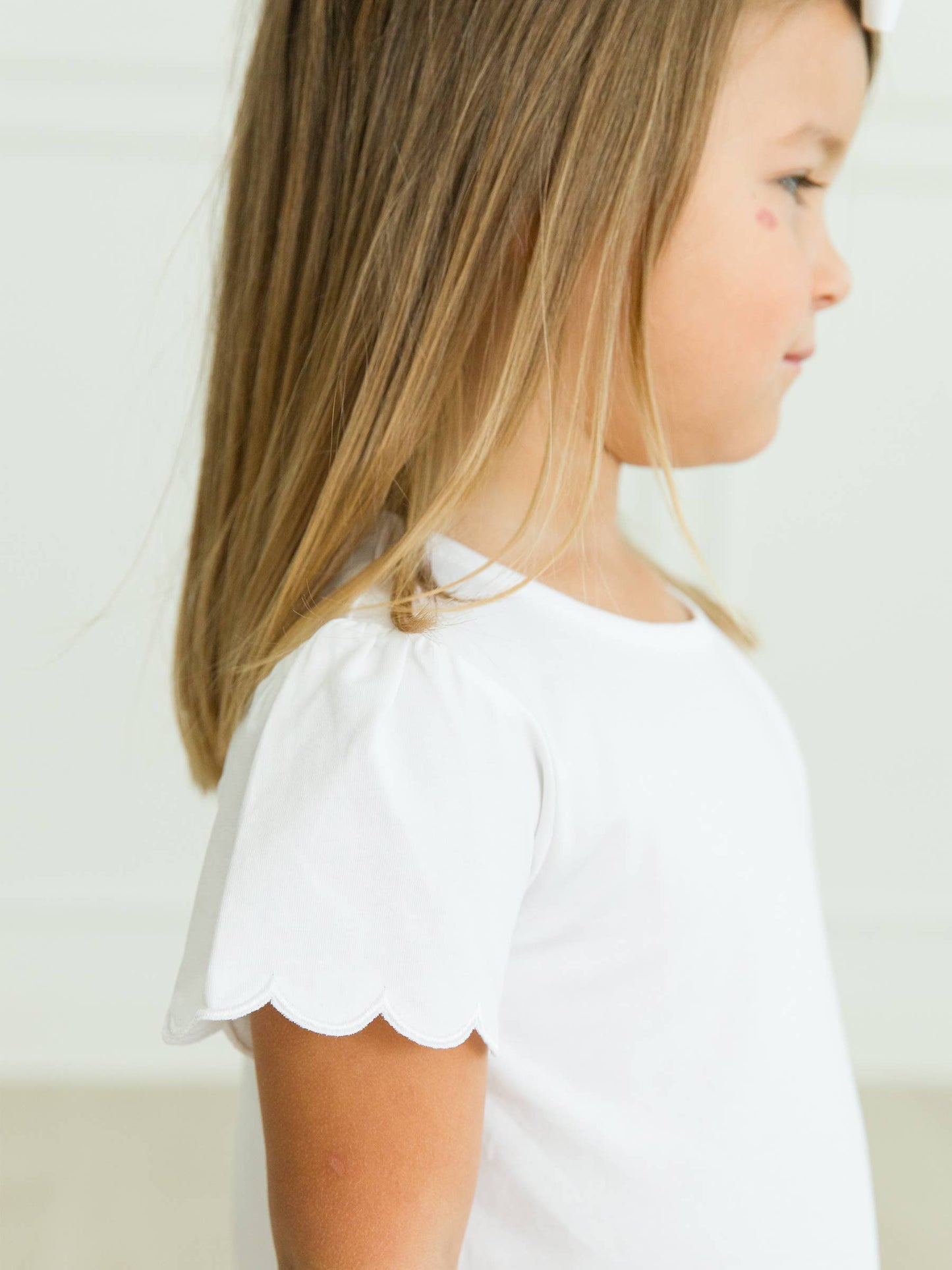 RuffleButts + RuggedButts - Girls White Scallop Tee