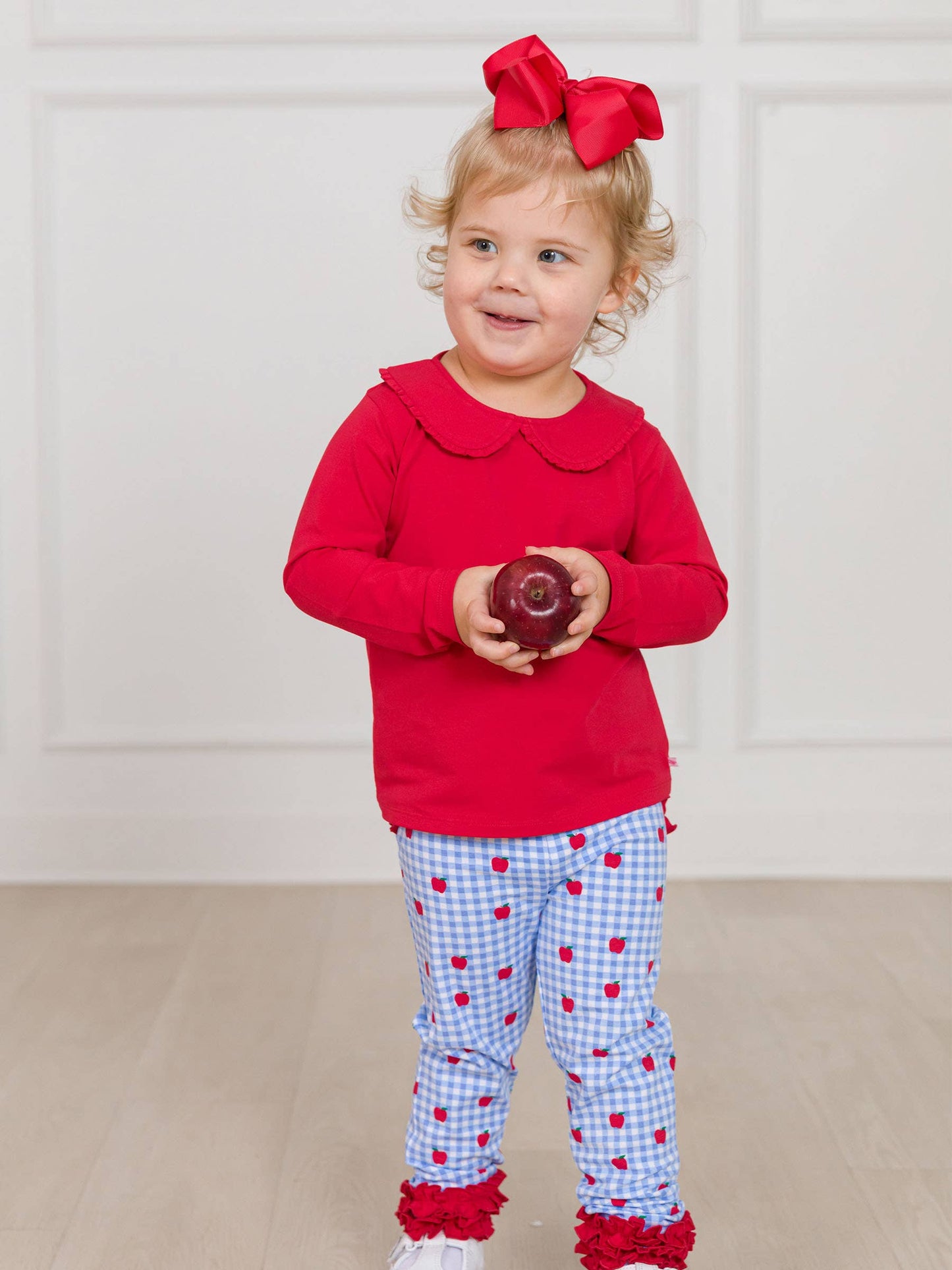 RuffleButts + RuggedButts - Toddler Girls Apple Orchard Gingham Classic Ruffle Leggings