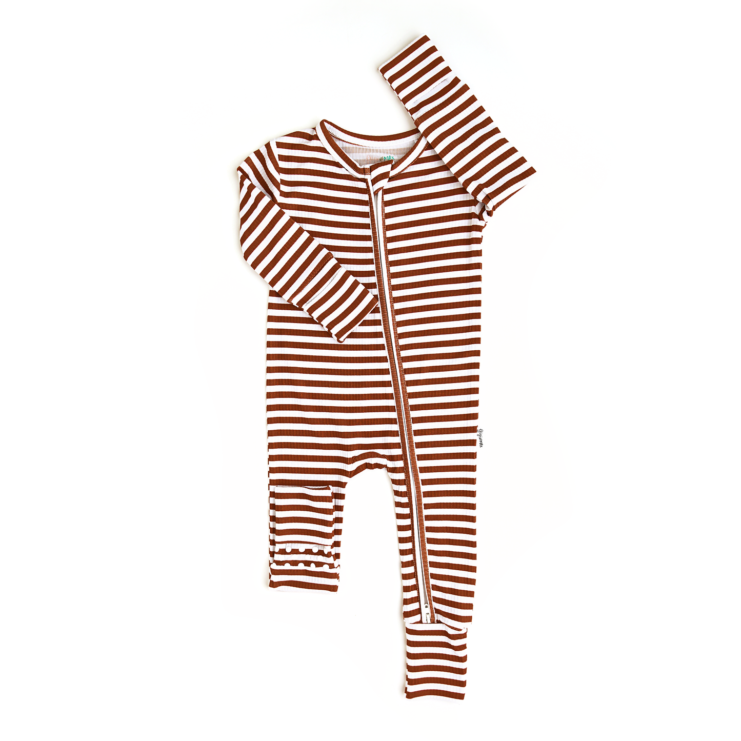 Chase Brown Ribbed Bamboo Zip Romper