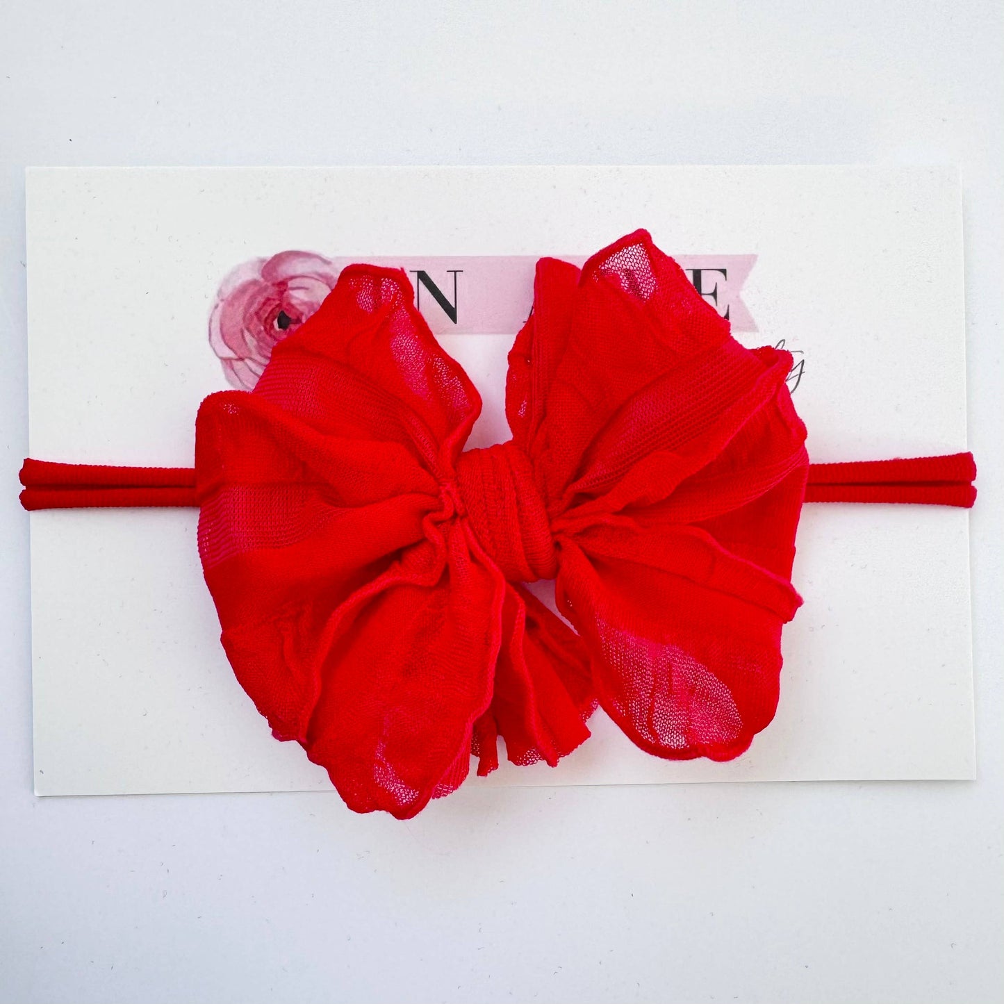 Rockin Royalty - Skinny Mini Ruffled Headband- Bright Red