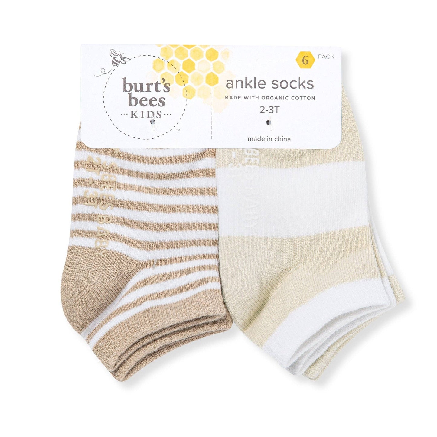 Baby Ankle Socks 6 Pack - Oat | Organic Cotton