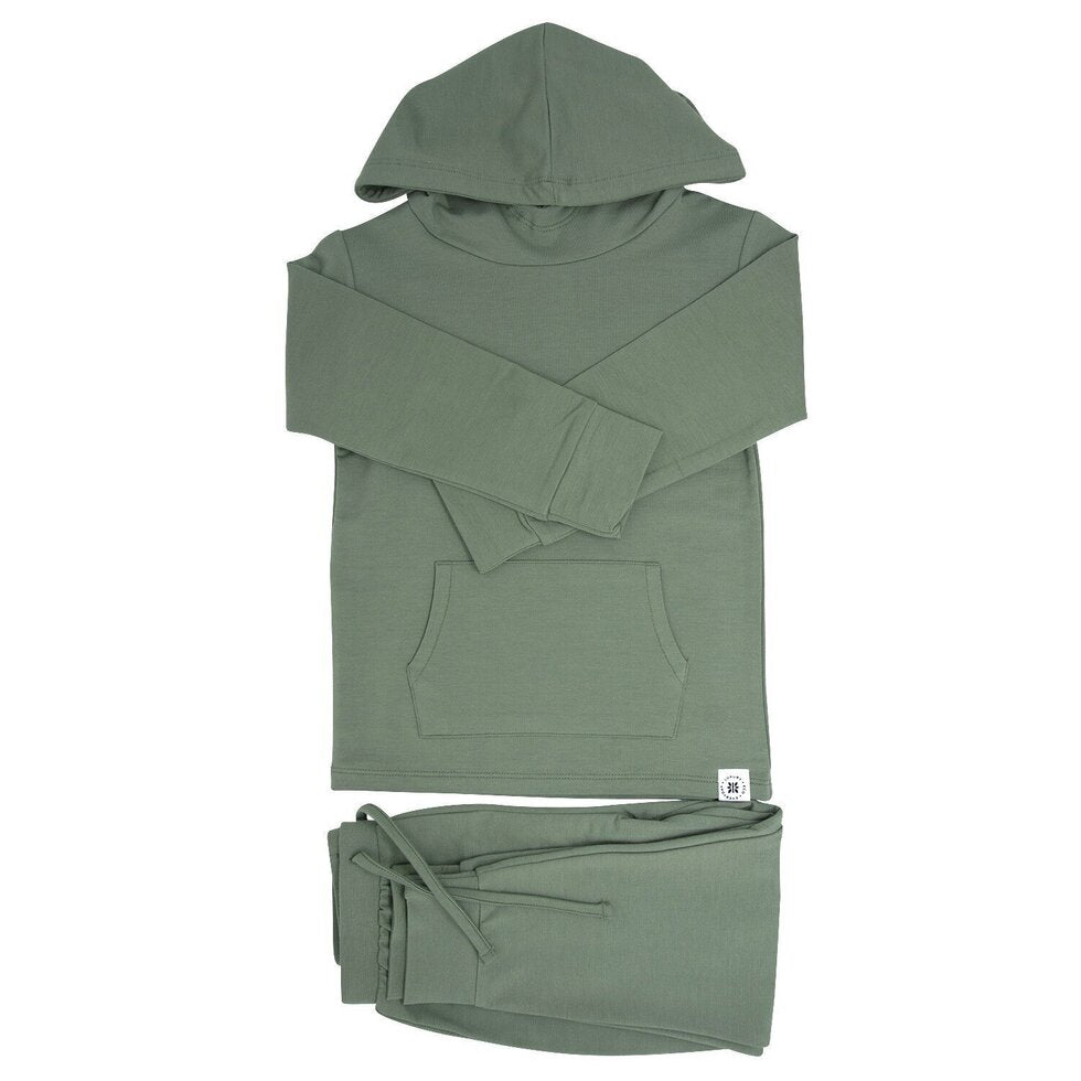 Sweet Bamboo | Hooded Jogger Set - Army Green French Terry
