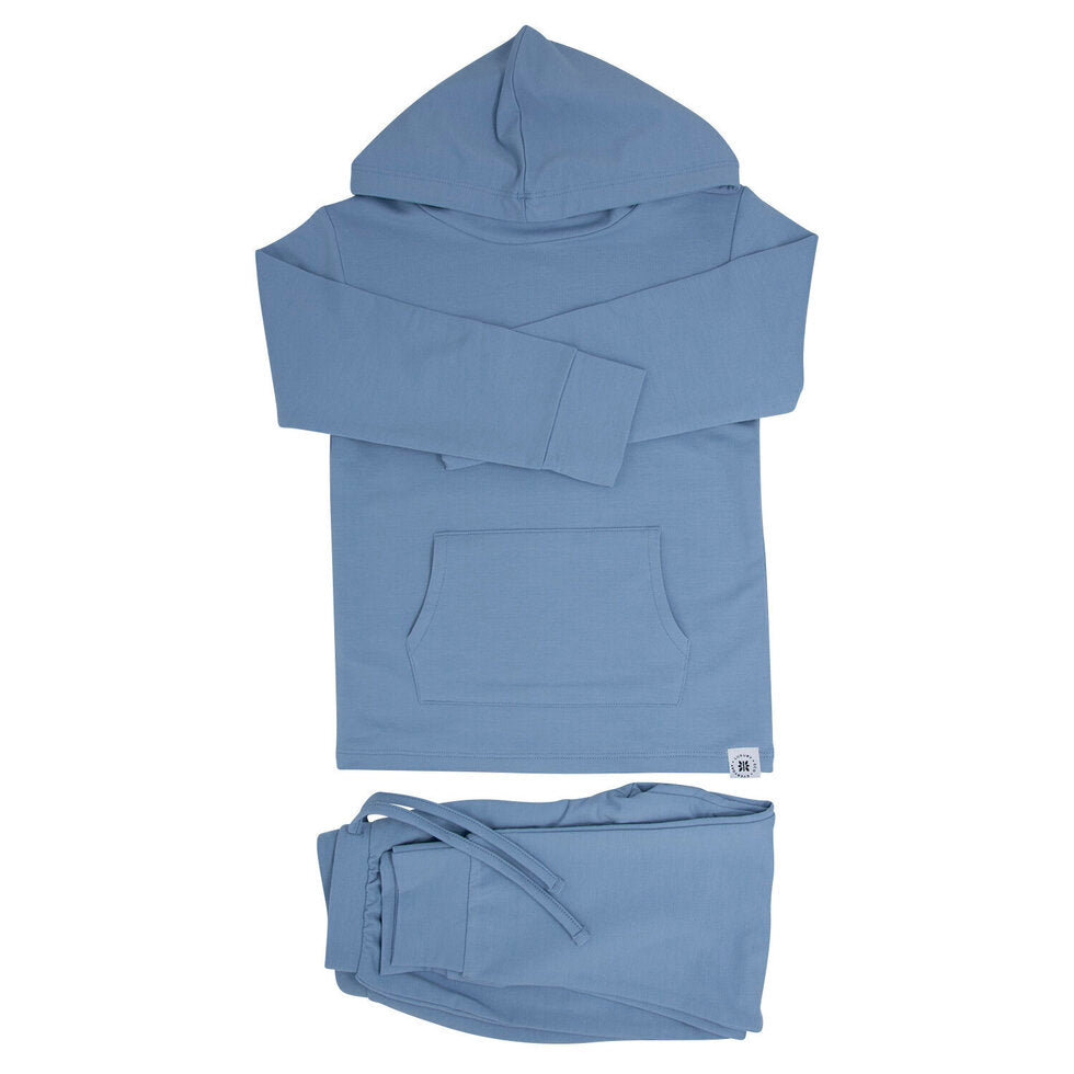 Sweet Bamboo | Hooded Jogger Set - Blue Fog French Terry