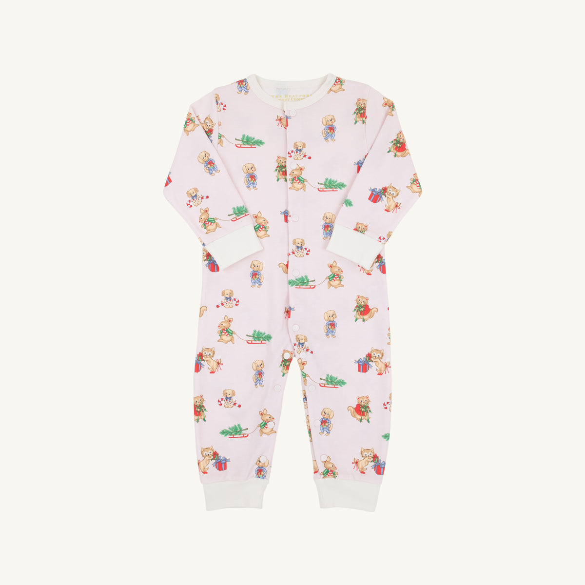 TBBC | Paxton Playsuit (Pima) - Christmastime Cuties (Pink) with Palmetto Pearl