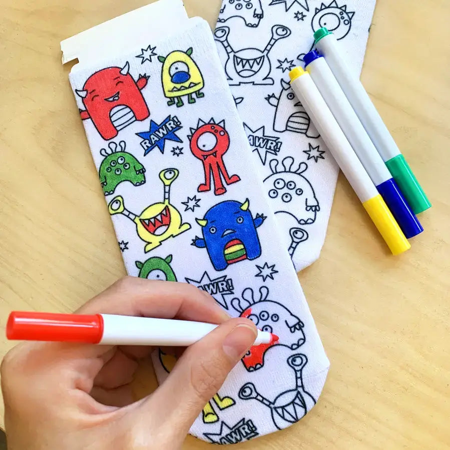 Ankle Socks - DIY Coloring Kit - Blast Off Outer Space