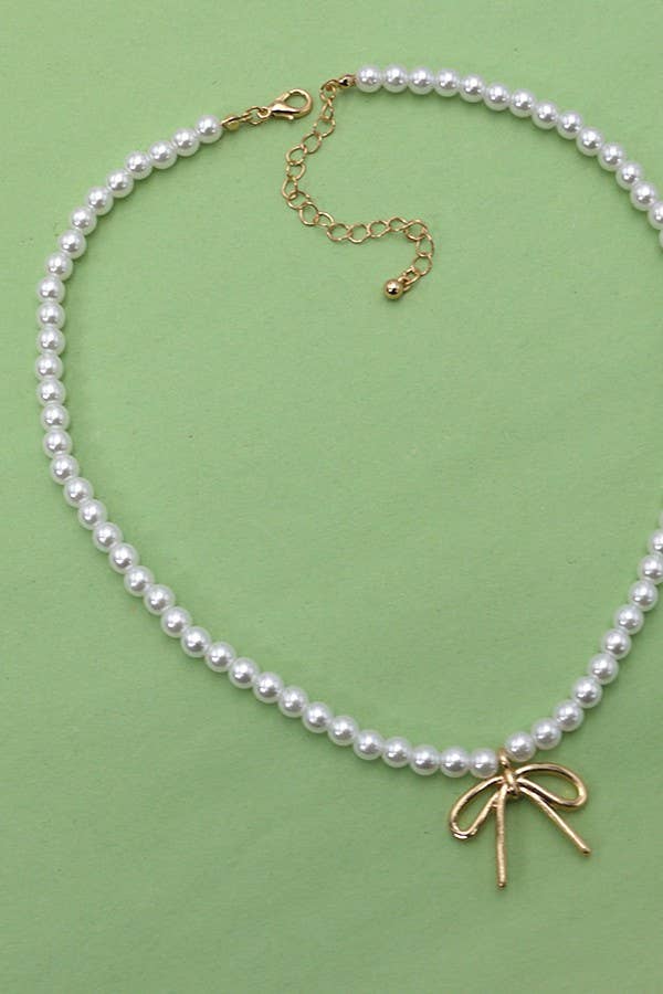 Pearl and Bow Necklace