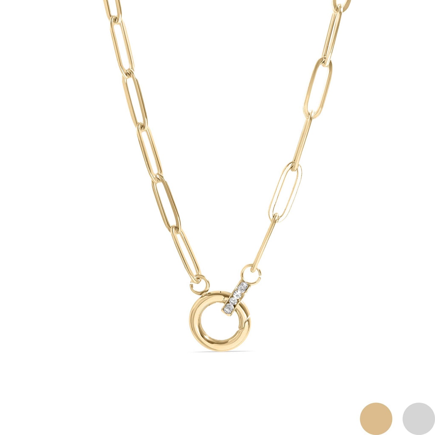 Paperclip Rhinestone Charm Holder Necklace