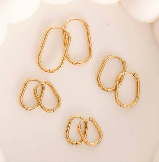 Pierced Co - Rectangle Gold Huggies