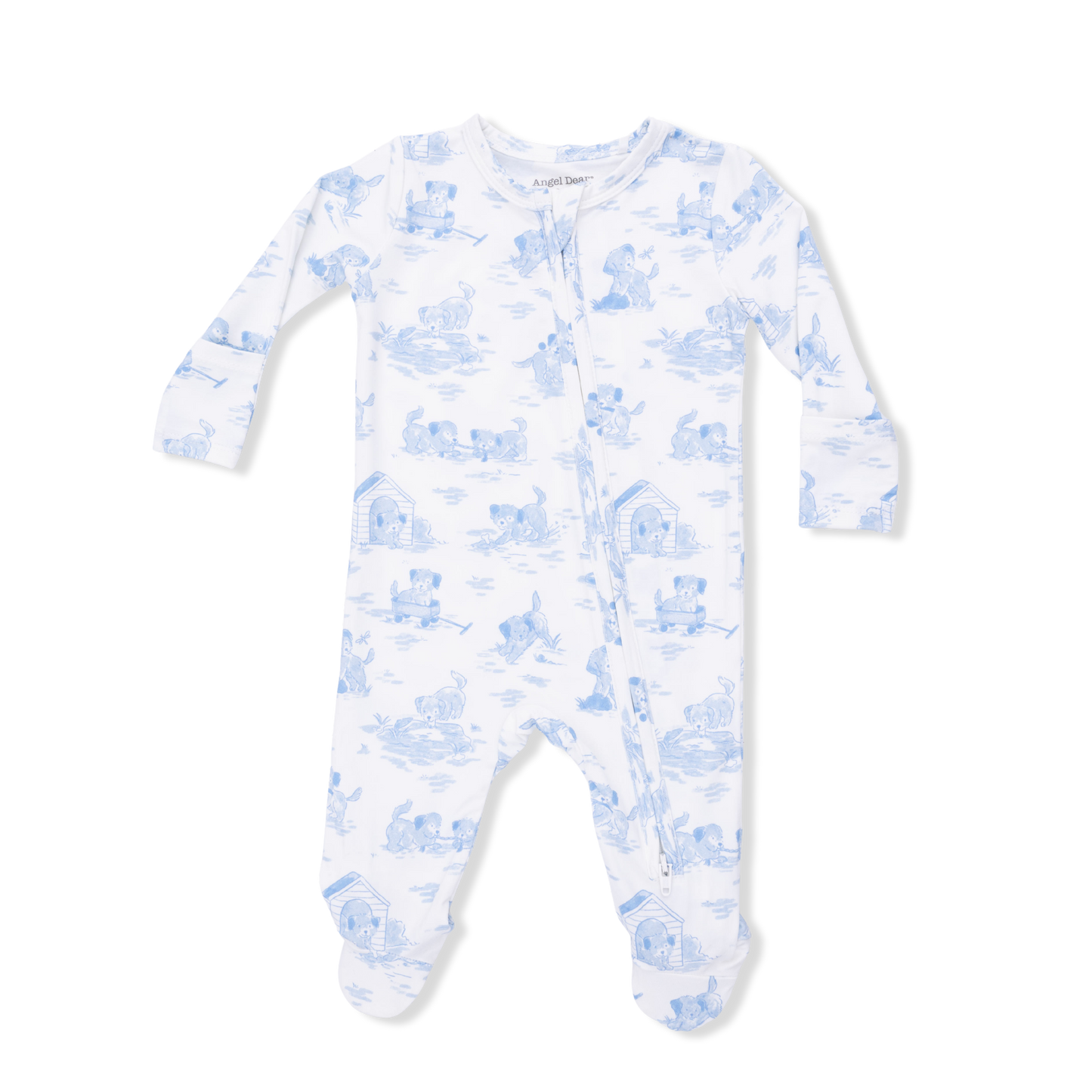 Angel Dear | Puppy Toile Blue - 2 Way Zipper Footie