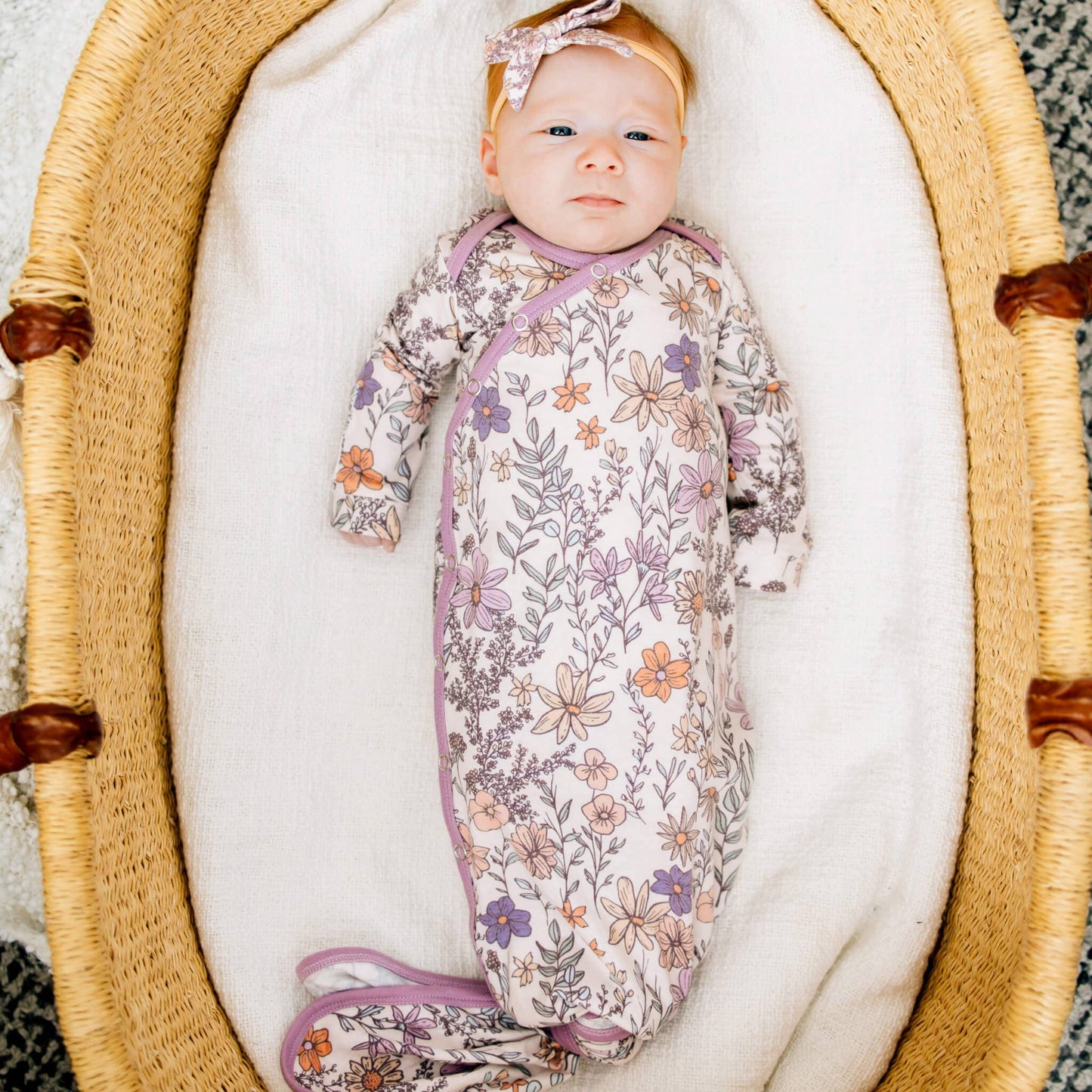 Copper Pearl | Newborn Knotted Gown - Flora