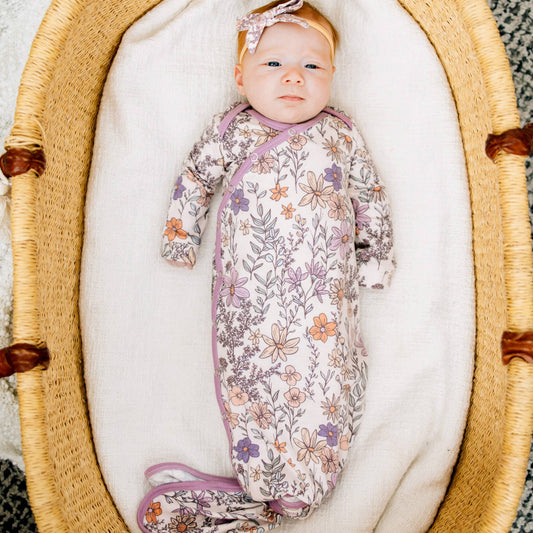 Copper Pearl | Newborn Knotted Gown - Flora