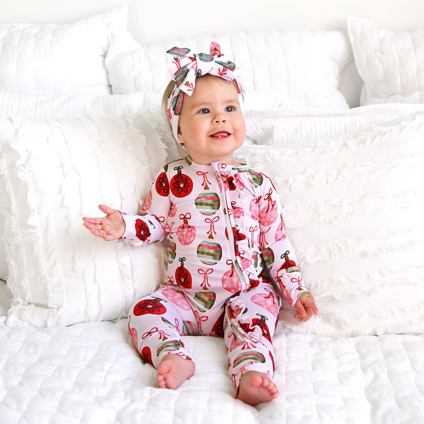 Kit Ornaments Ruffle Bamboo Zip Romper