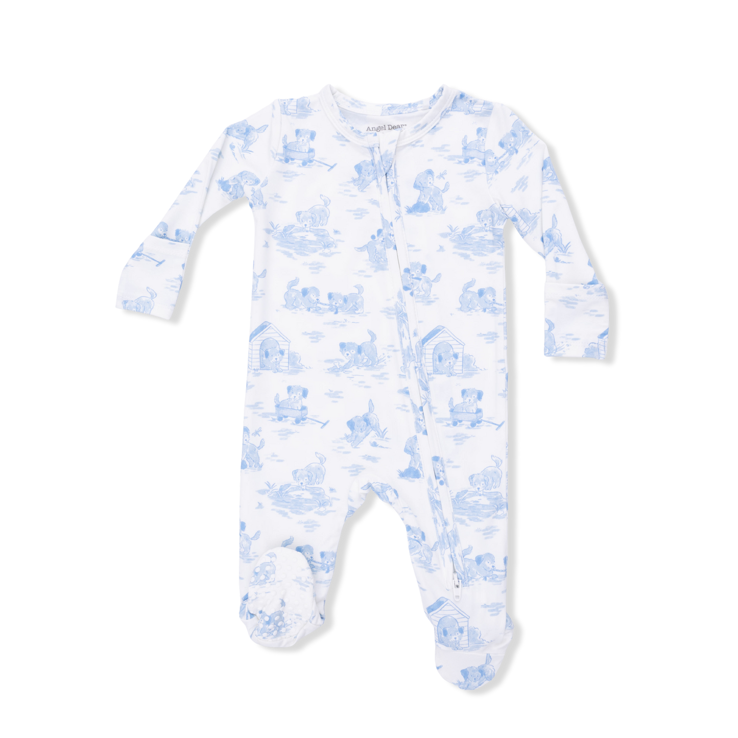 Angel Dear | Puppy Toile Blue - 2 Way Zipper Footie