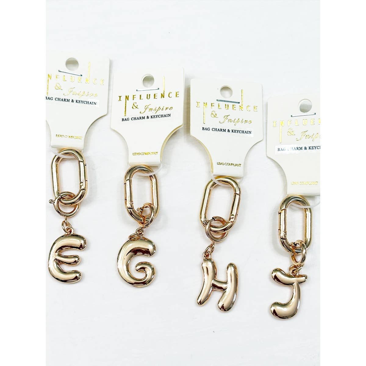 Gold Initial Bag Charm Key Chain