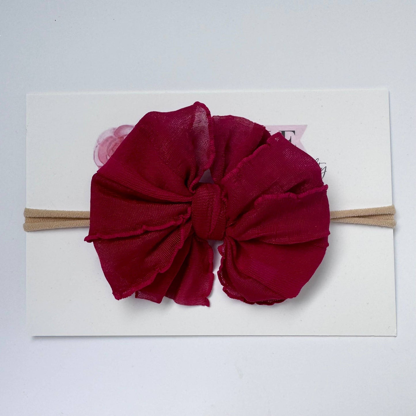Rockin Royalty - Skinny Mini Ruffled Headband- Deep Red