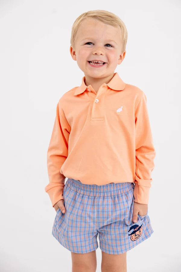 TBBC | Long Sleeve Prim and Proper Polo & Onesie - Seashore Sherbet with Multicolor Stork