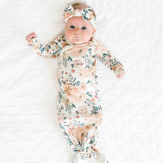 Copper Pearl | Newborn Knotted Gown - Autumn