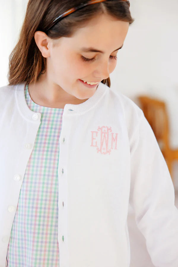 TBBC | Cambridge Cardigan - Worth Avenue White with Pearlized Buttons