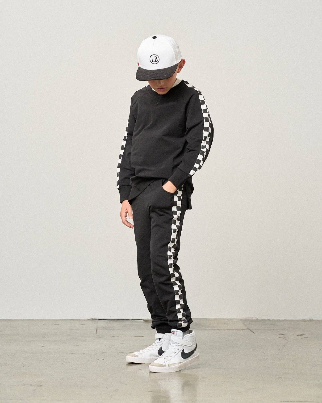 Side Checkered Joggers and Pullover Set