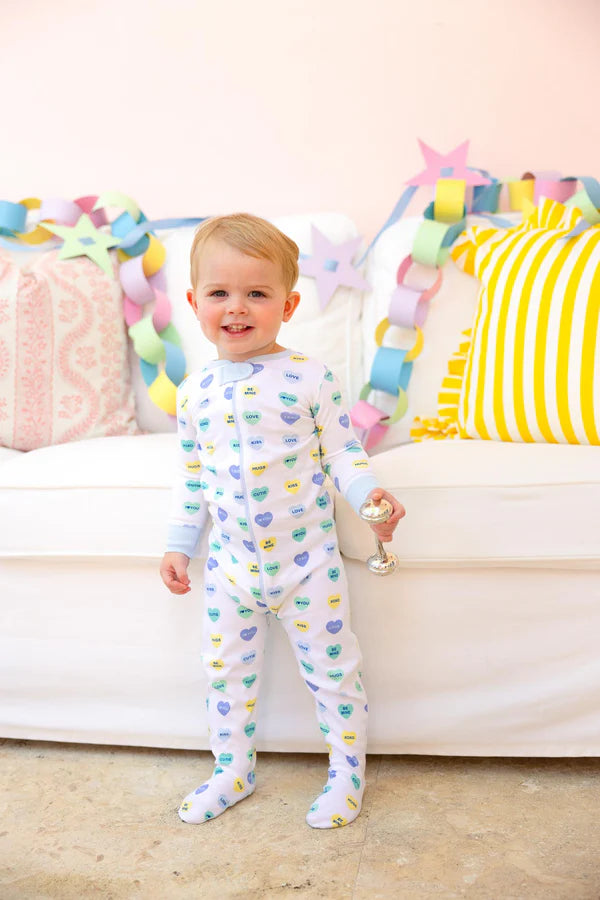 TBBC | Knox’s Night Night Footed - We Heart You (Buckhead Blue) with Buckhead Blue