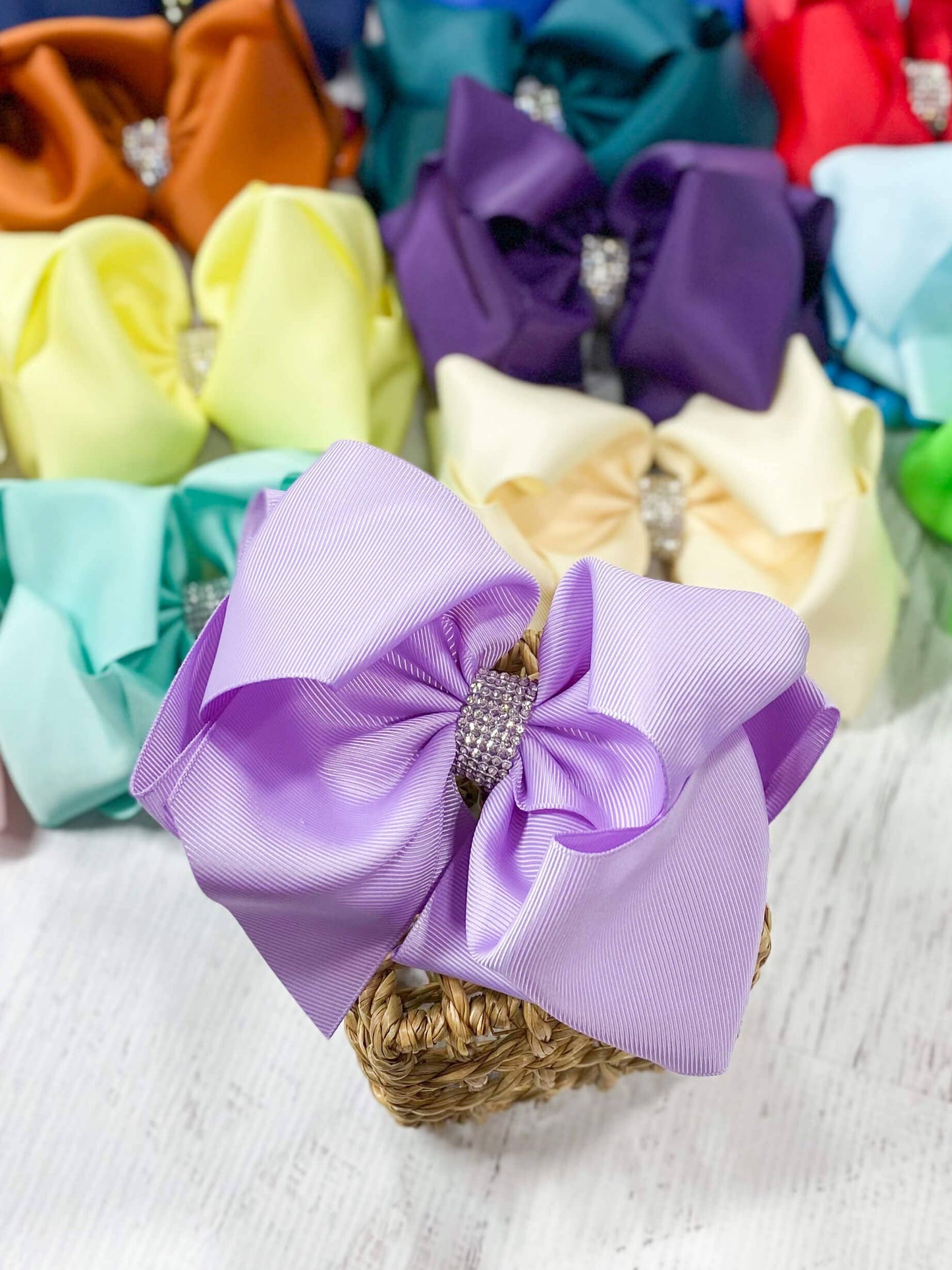 Oversize Rhinestone Hair Bows - Alligator Clip - 5.5"