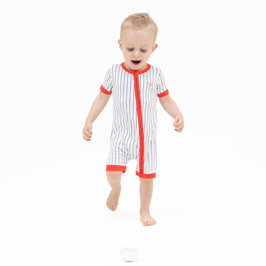 Angel Dear | Baseball Stripe - Shortie 2-Way Zipper Romper