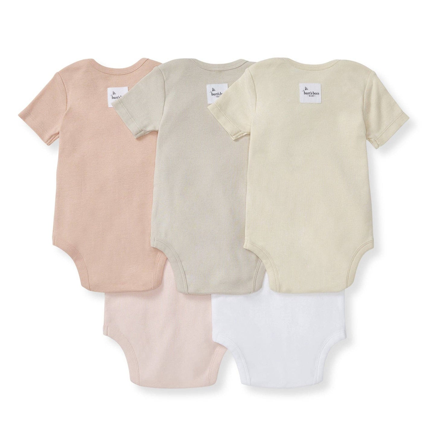Short Sleeve Baby Bodysuits 5 Pack - Pink Sand | Organic Cotton