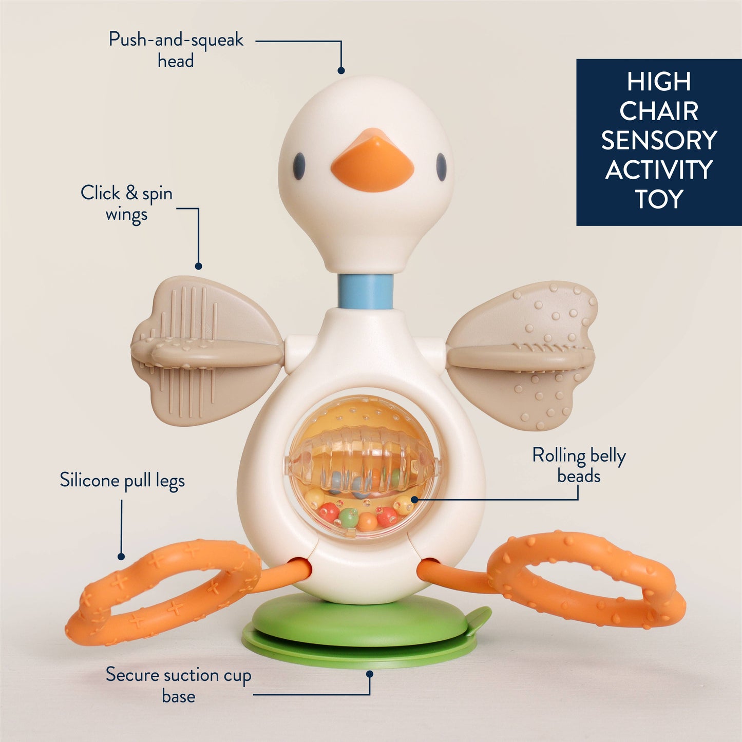 Itzy Ritzy | Itzy Twist & Bop™ - High Chair Sensory Toy Goose
