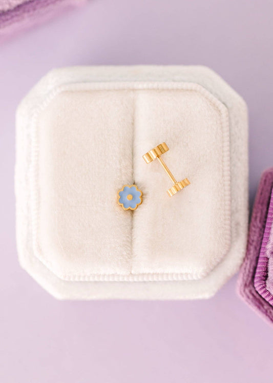 Tiny Blue Flower Earrings