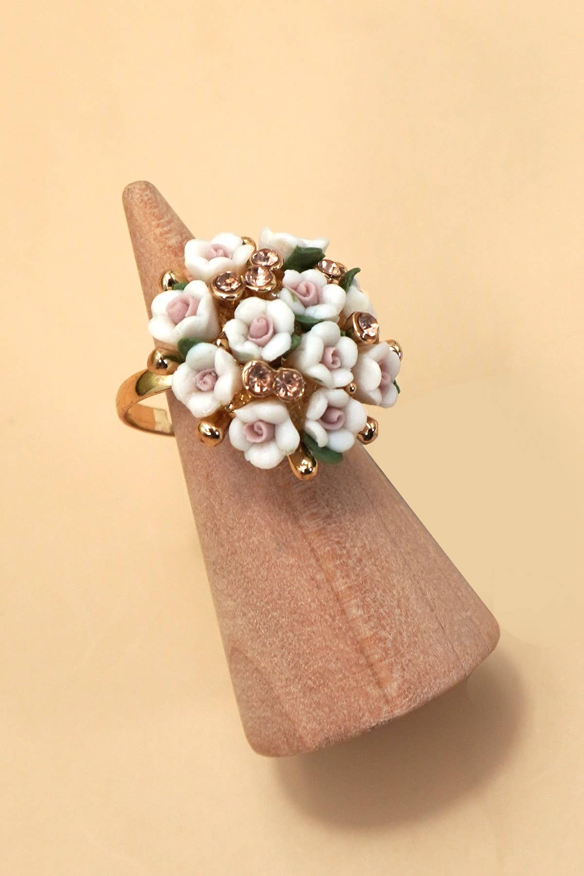 Adjustable Blossom Gold Floral Statement Ring