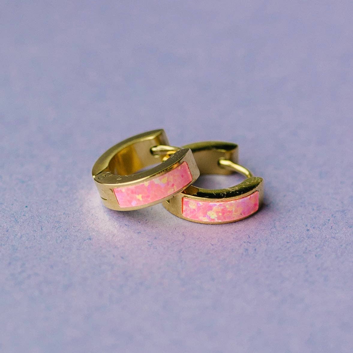 Pierced Co - Neon Pink Opal Huggies