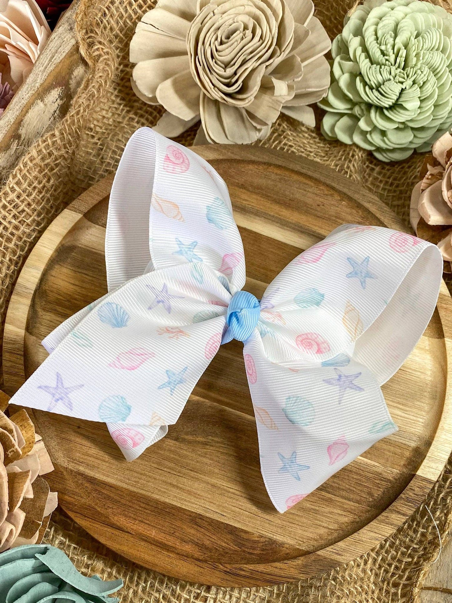 Seashell Alligator Clip Hair Bow